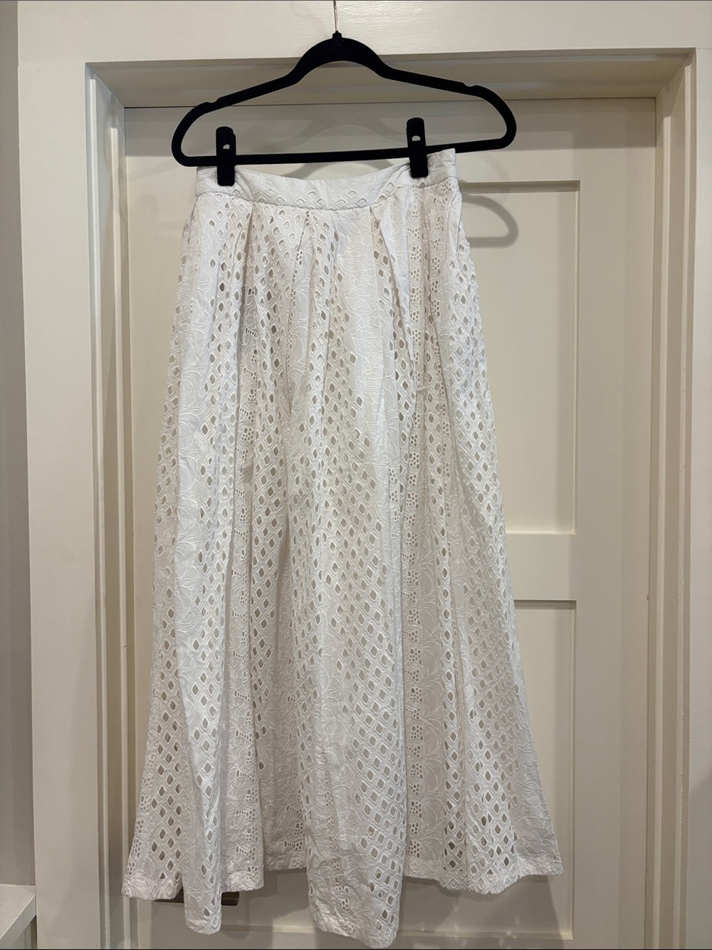 Anthropologie White Eyelet Maxi Skirt - Elegant Lace Overlay